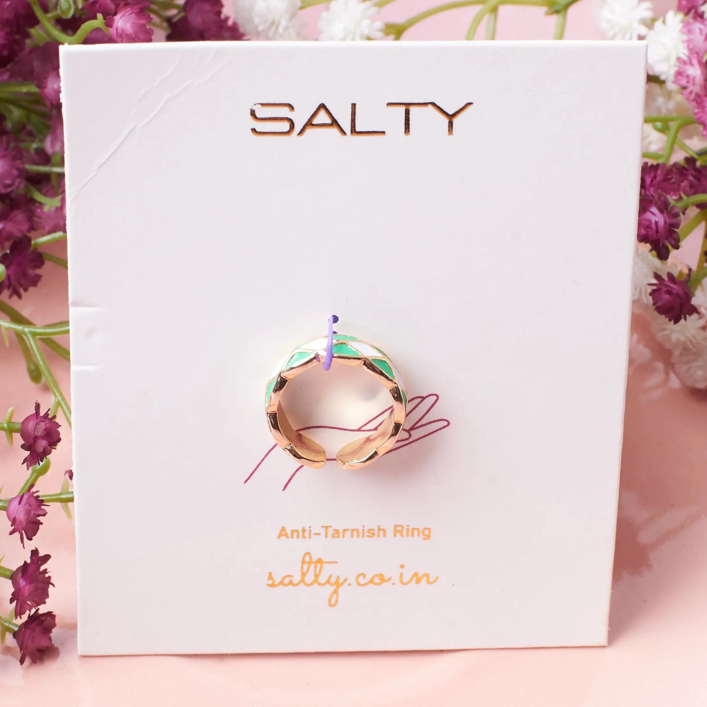Green & White Enamel Ring | Salty