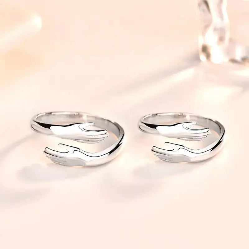 Silver Hug Promise Ring - Adjustable - Anti Tarnish