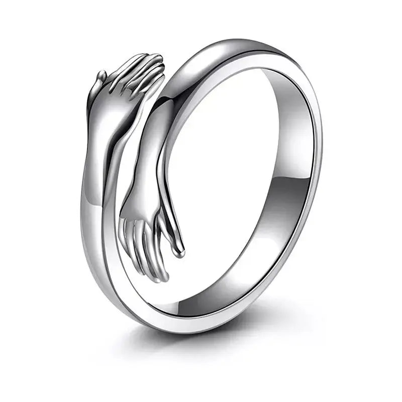 Silver Hug Promise Ring - Adjustable - Anti Tarnish