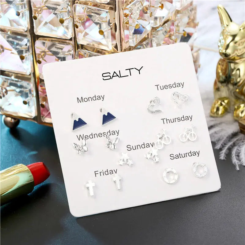 "Hills" Weekly 7 Stud Earrings Set