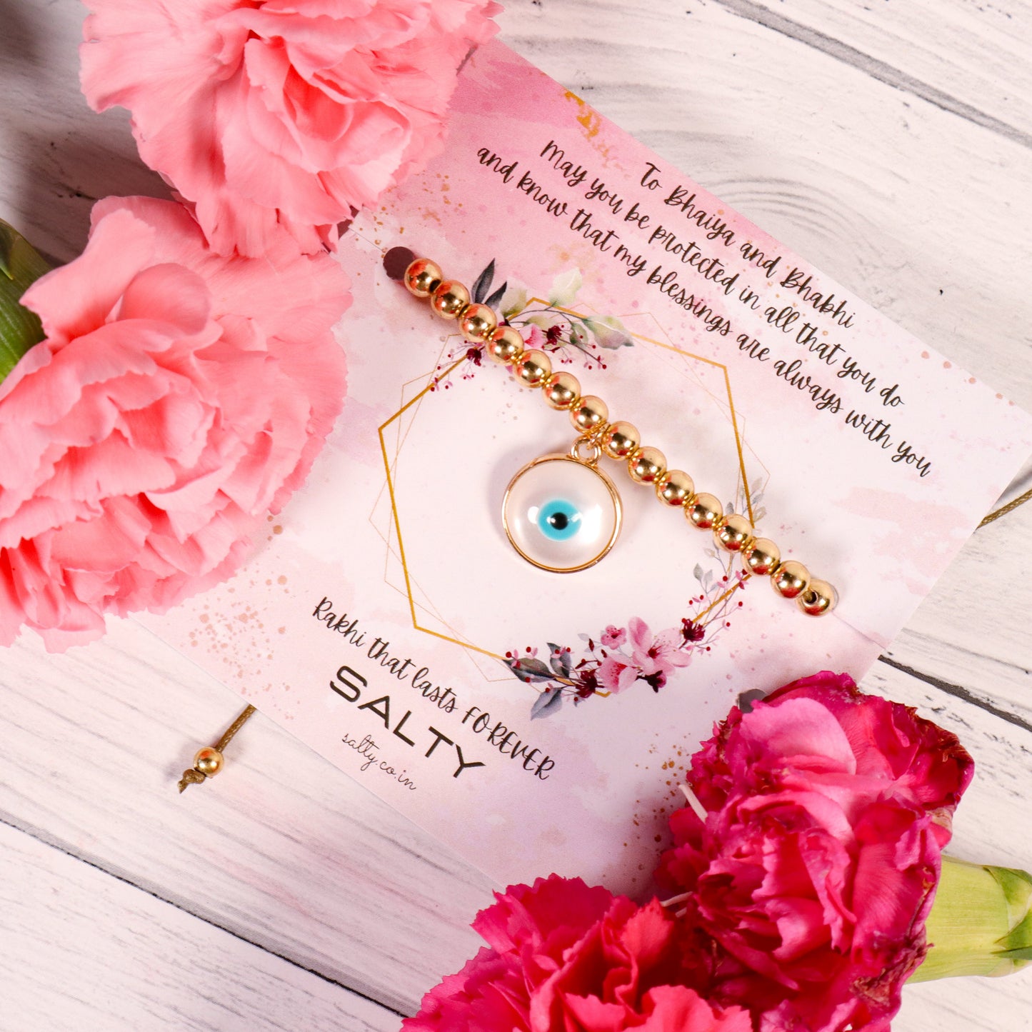 Golden Retro Evil Eye Rakhi Gift Box Salty