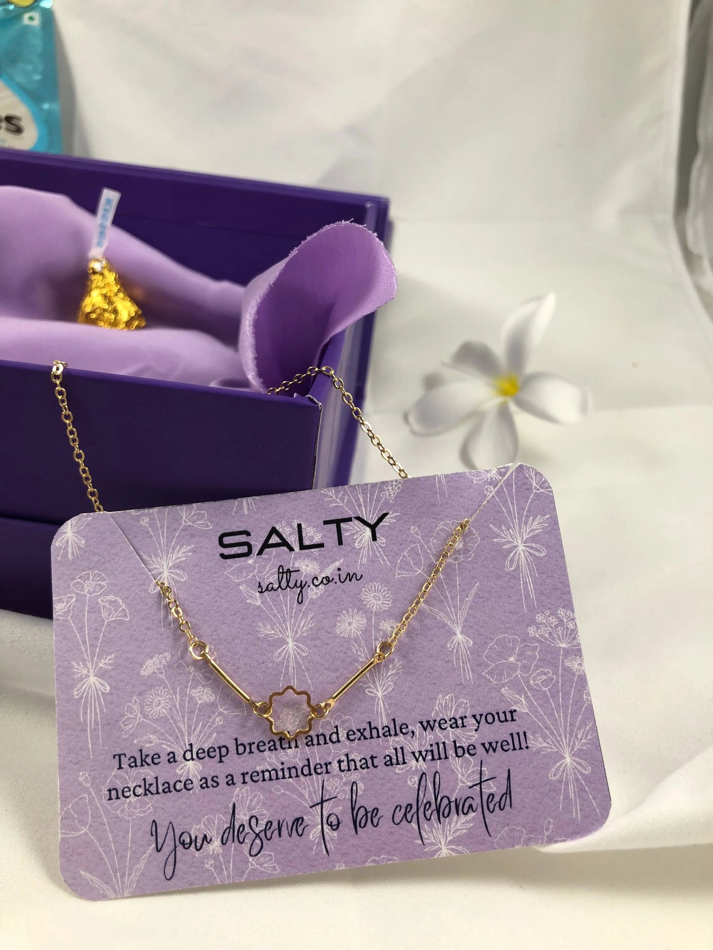 Rosette Charm Necklace - Gold