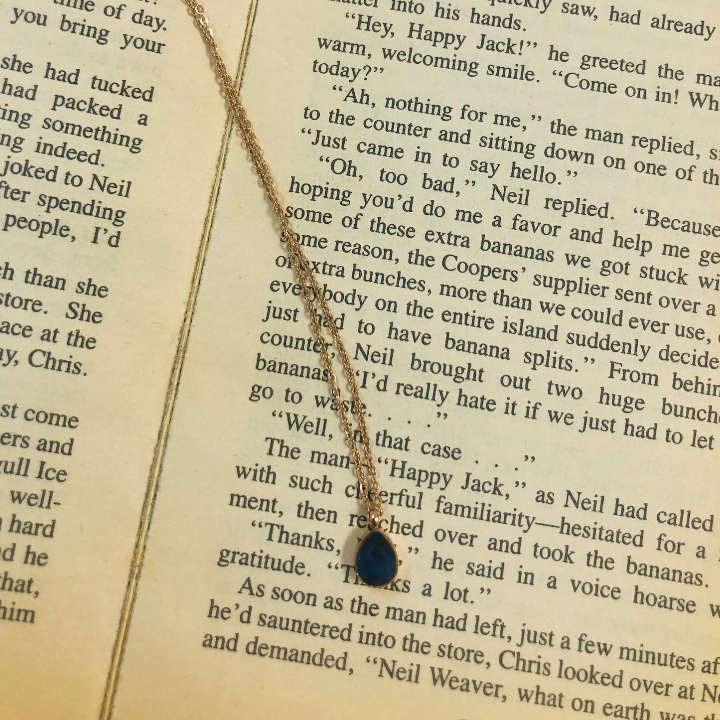 Waterdrop Sapphire Charm Necklace- Stainless Steel