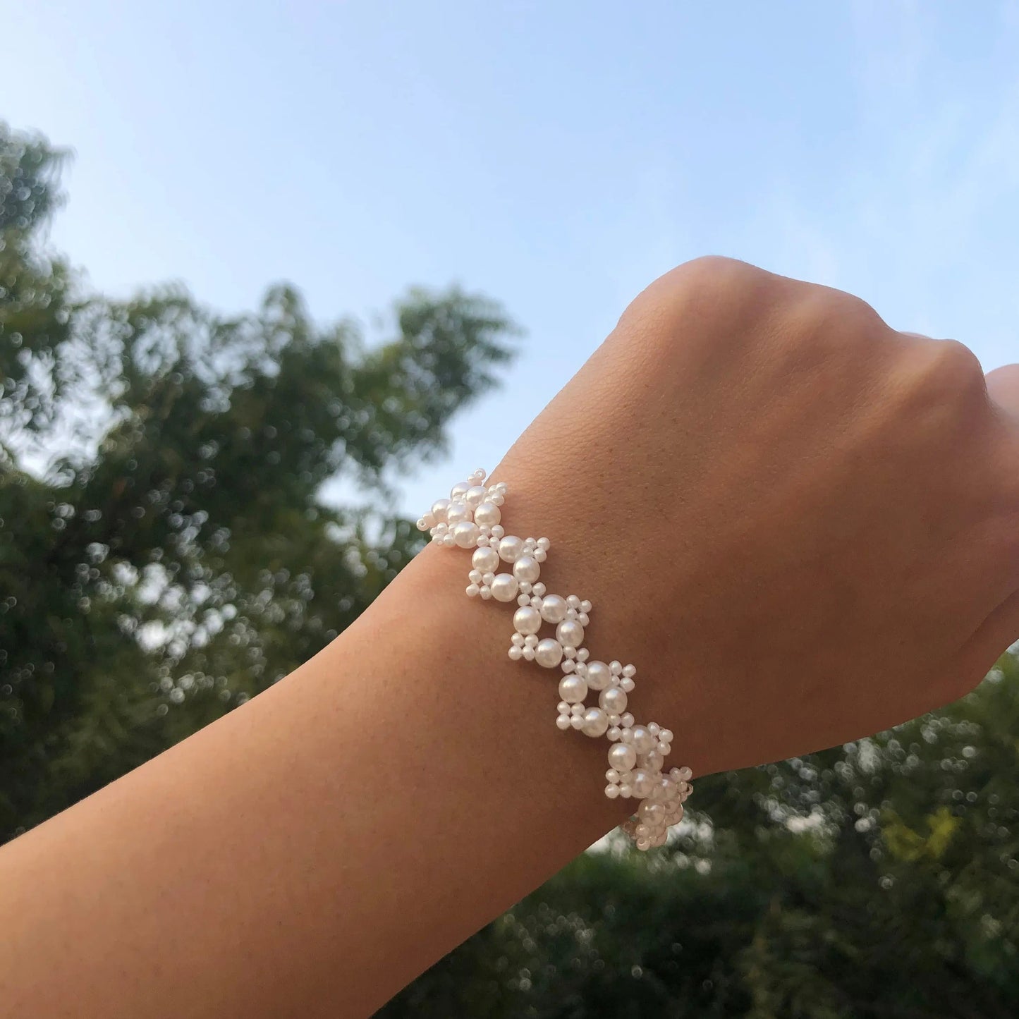 Pearl Beaded Charm Bracelet