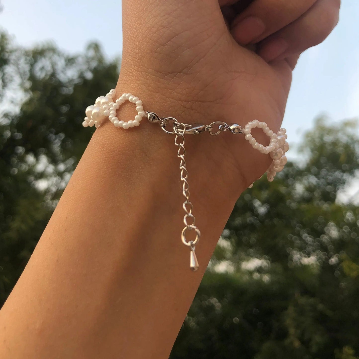Pearl Beaded Charm Bracelet
