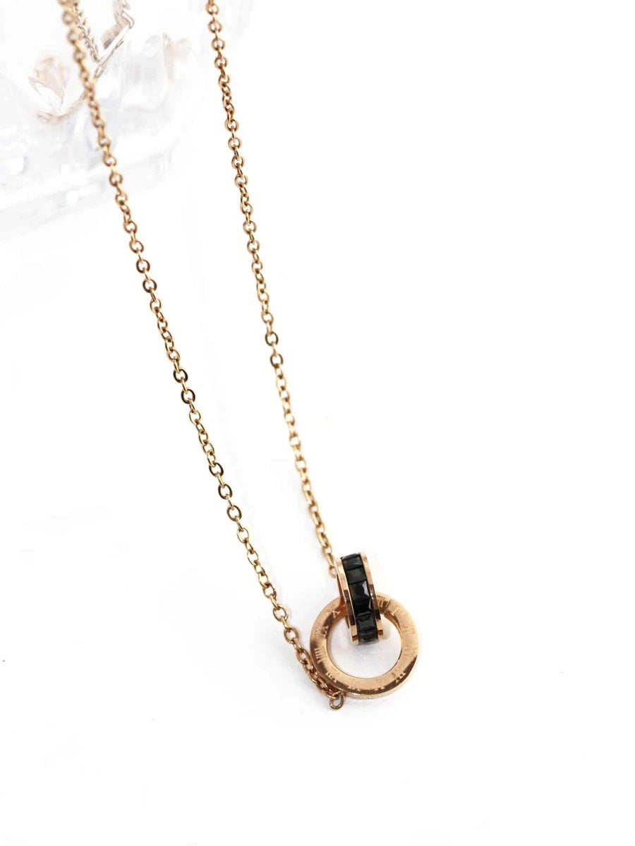 Interlooped Together Forever Necklace - Black