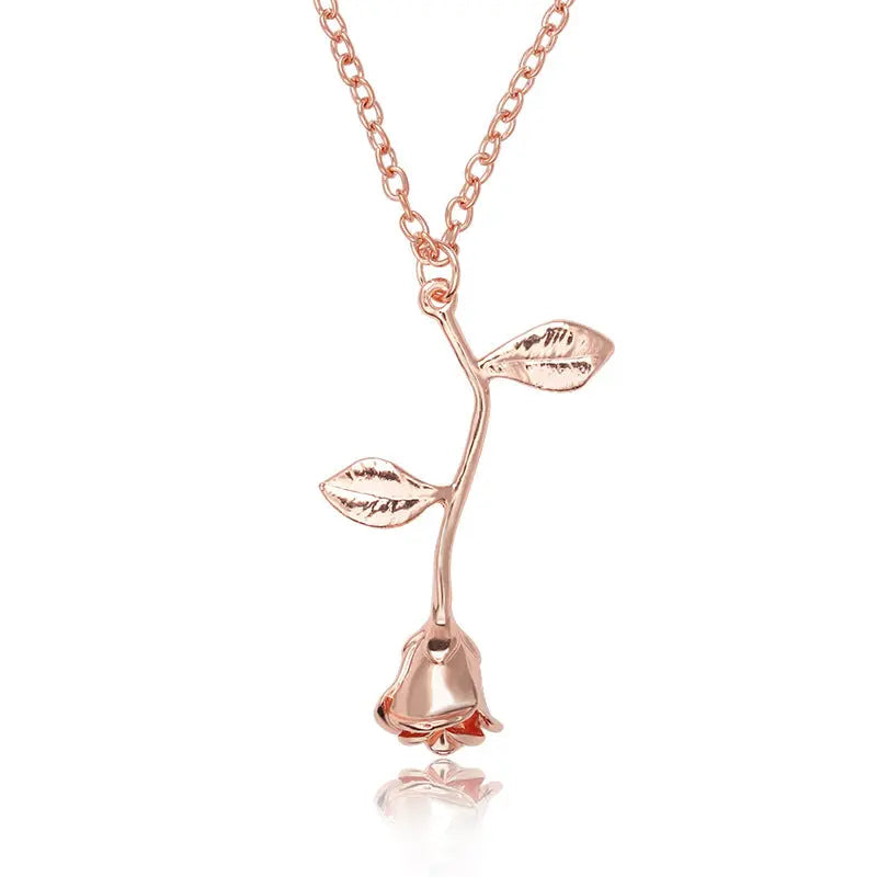 Inverted Gold Beast Rose Necklace