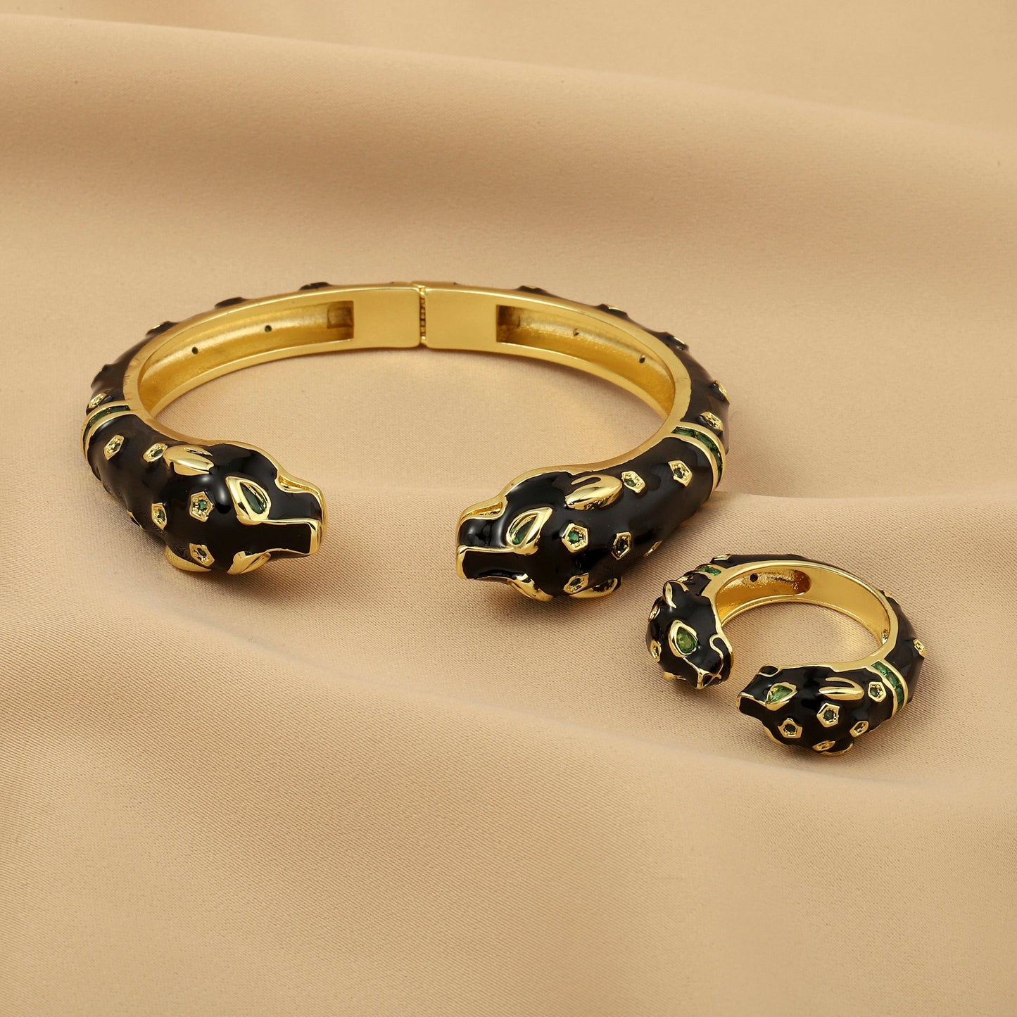 Ivory King Bangle and Ring Combo - Black