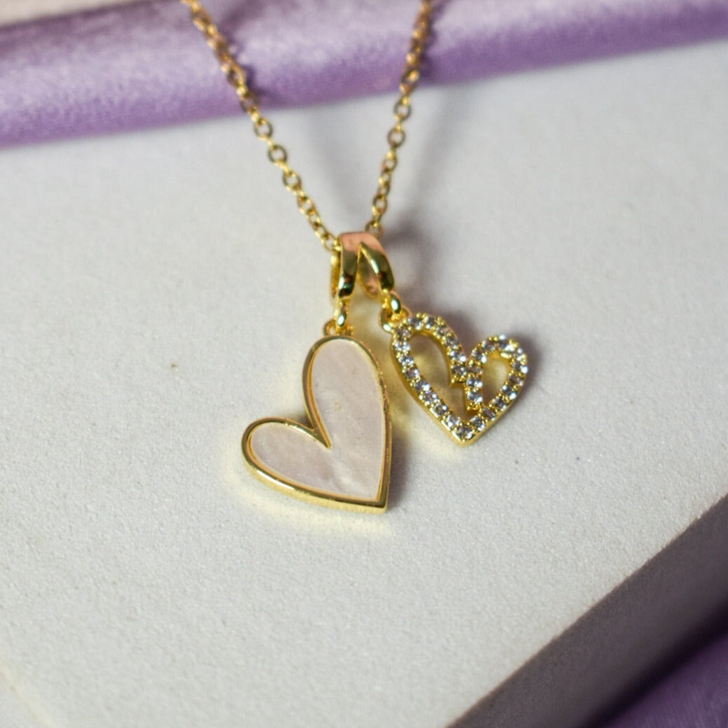 LoveBond Double Heart Golden Necklace Salty