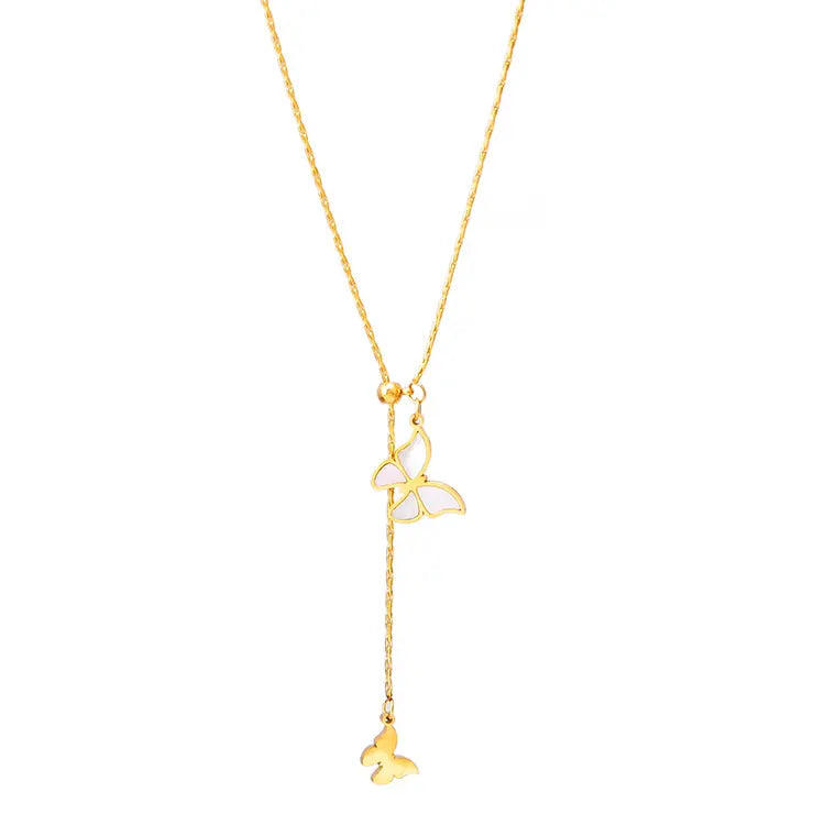 Lustrous Golden Butterfly Necklace Salty