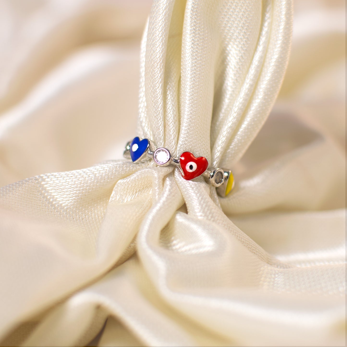 Multi Coloured Heart's Shield Ring Salty