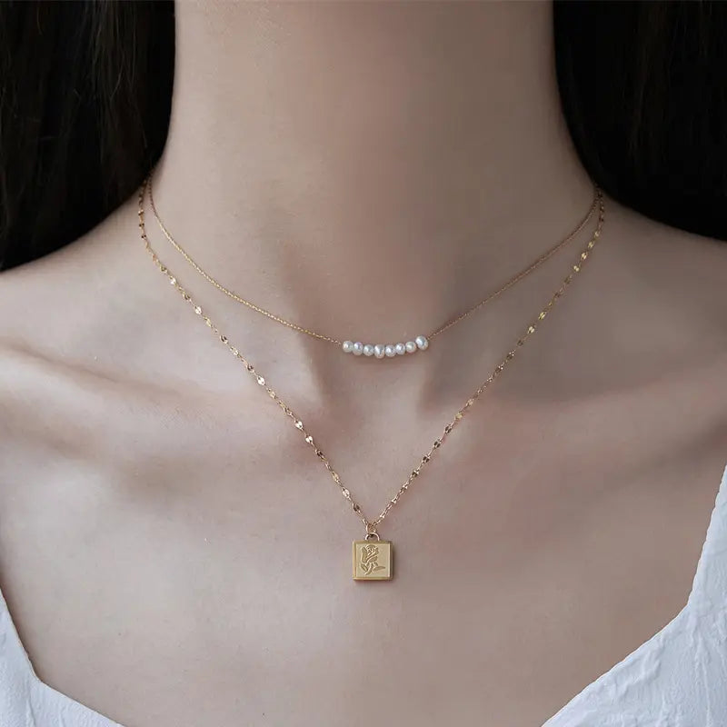 Pearls Soiree Layered Necklace Salty