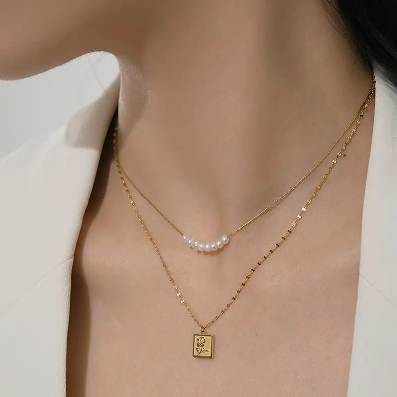 Pearls Soiree Layered Necklace Salty