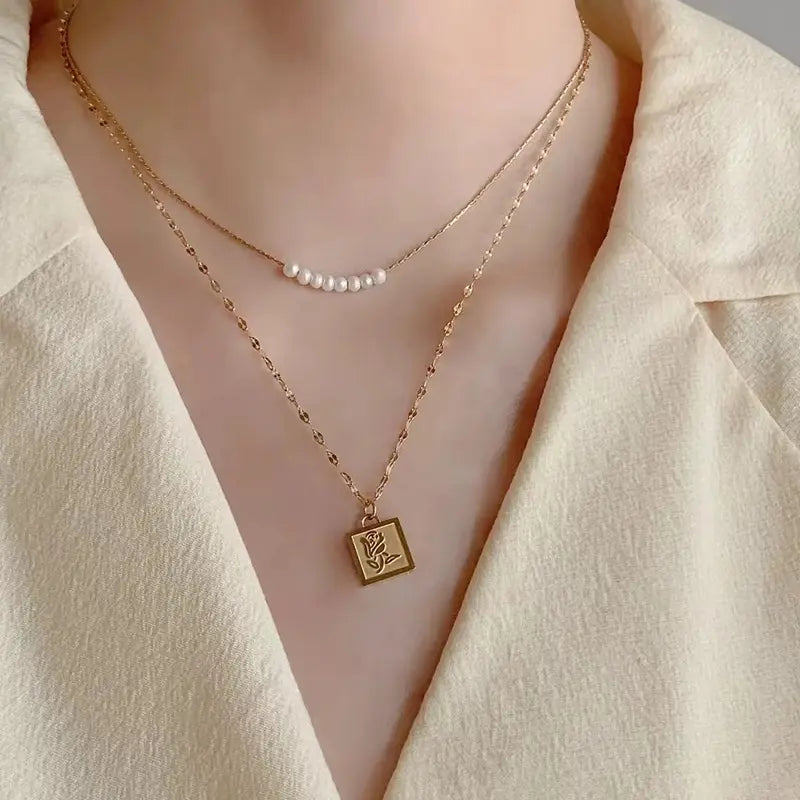 Pearls Soiree Layered Necklace Salty