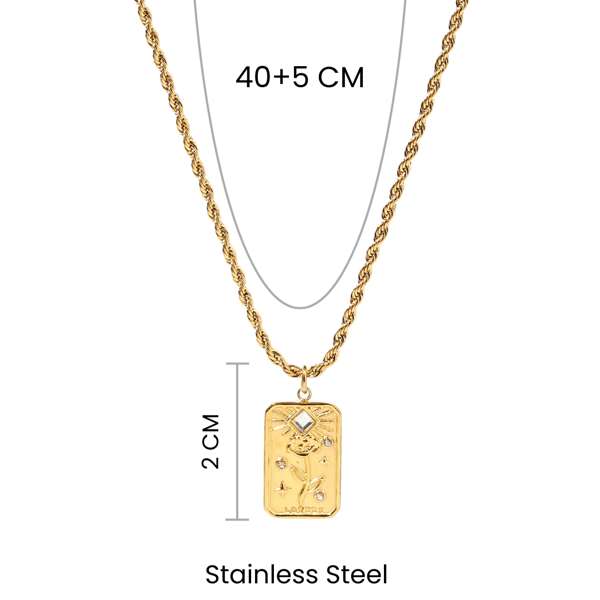 Embossed Flower Charm Gold Necklace