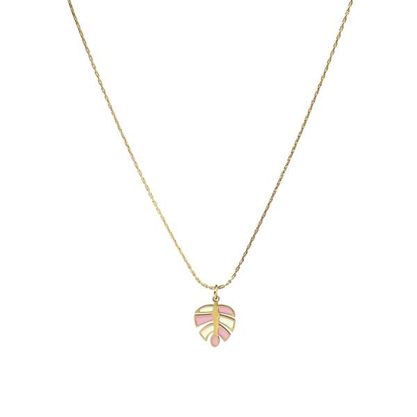 Autum Leaf Peach White Necklace