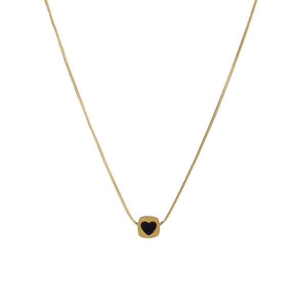 Embbed Black Heart Necklace