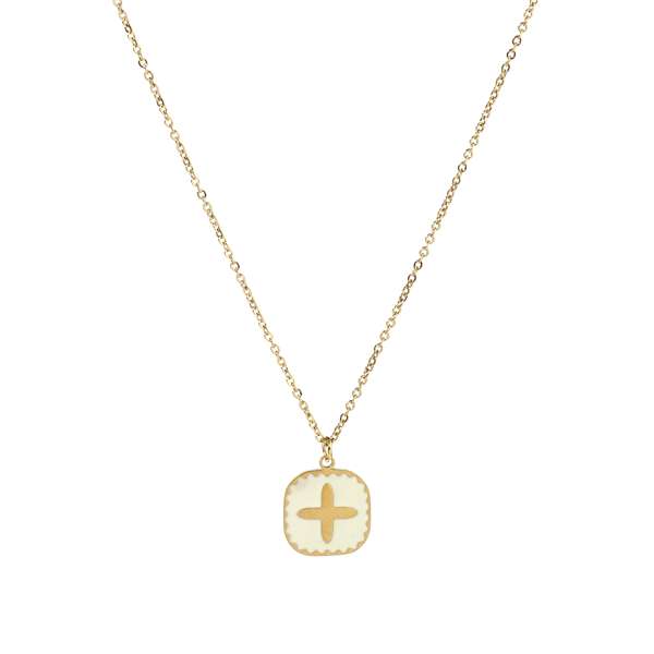 White Cross Gold Necklace