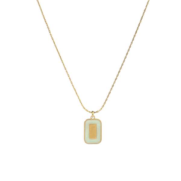 Green Block Gold Necklace