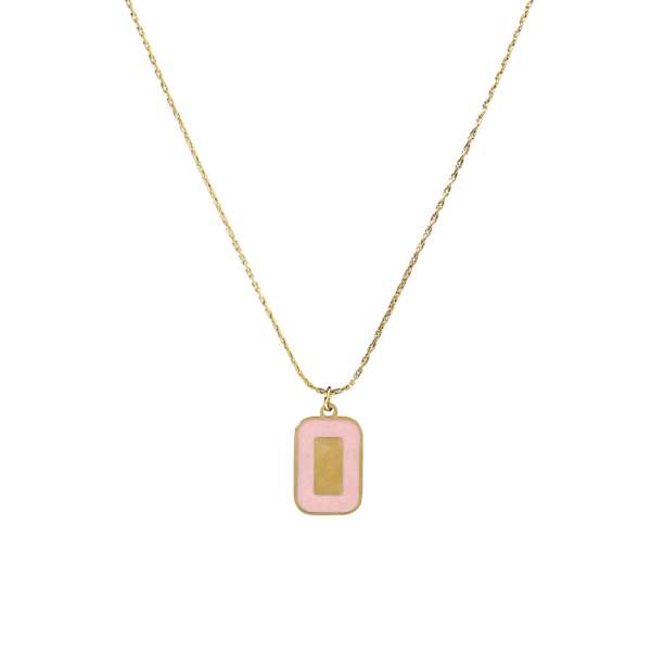 Pink Block Gold Necklace
