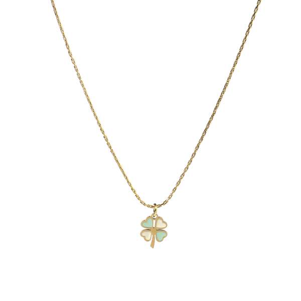 Green & White Clover Gold Necklace