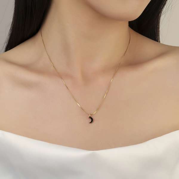 Cresent Black Moon Necklace