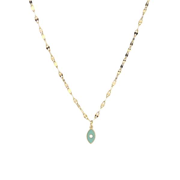 Sage Green Evil Eye Gold Necklace