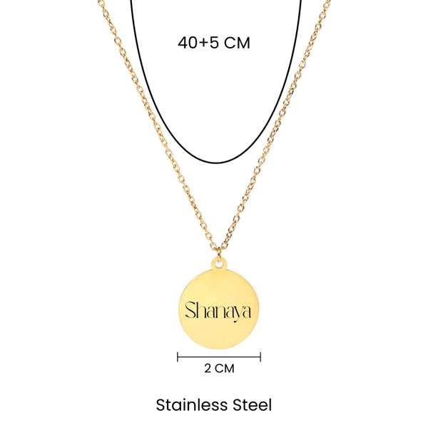 Minimal Round Personalised Golden Necklace