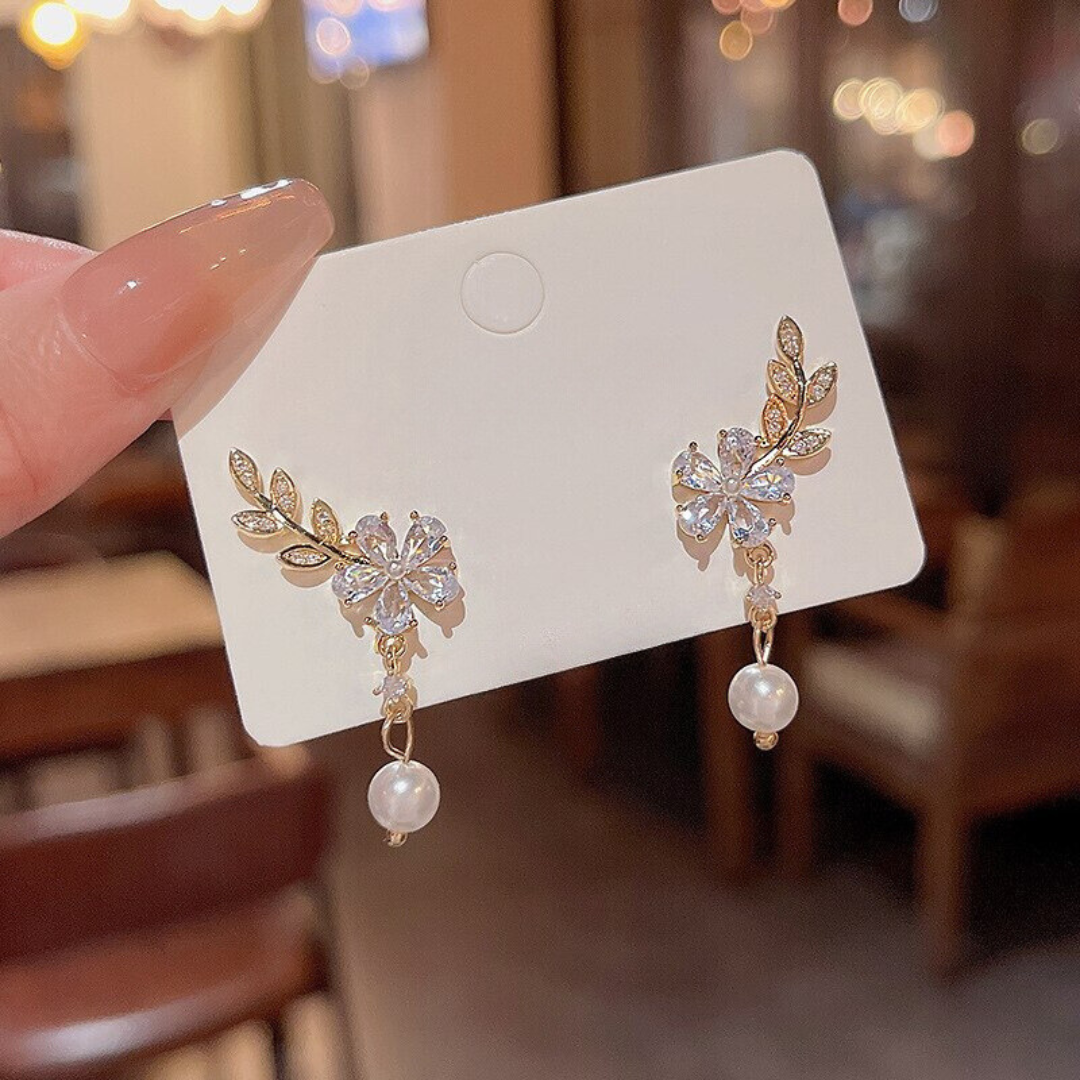 Petite Bloom Rhinestone Cascade Earring Salty