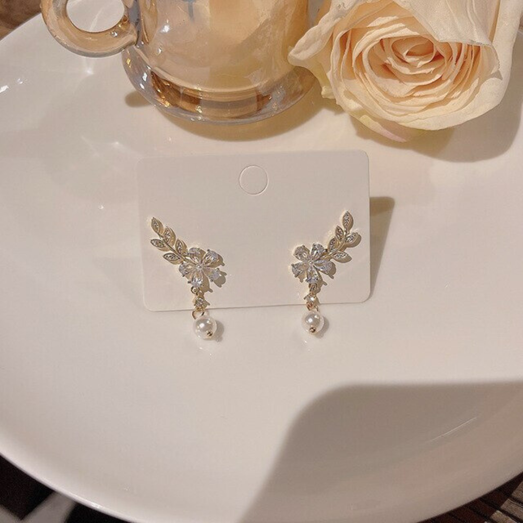 Petite Bloom Rhinestone Cascade Earring Salty
