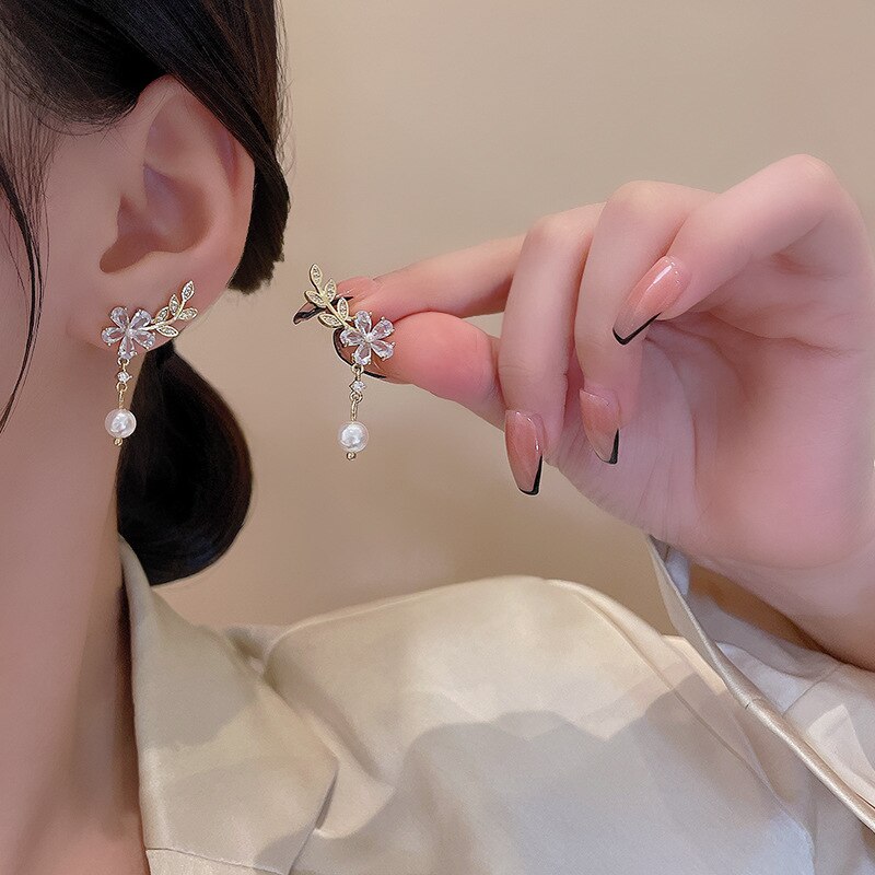 Petite Bloom Rhinestone Cascade Earring Salty
