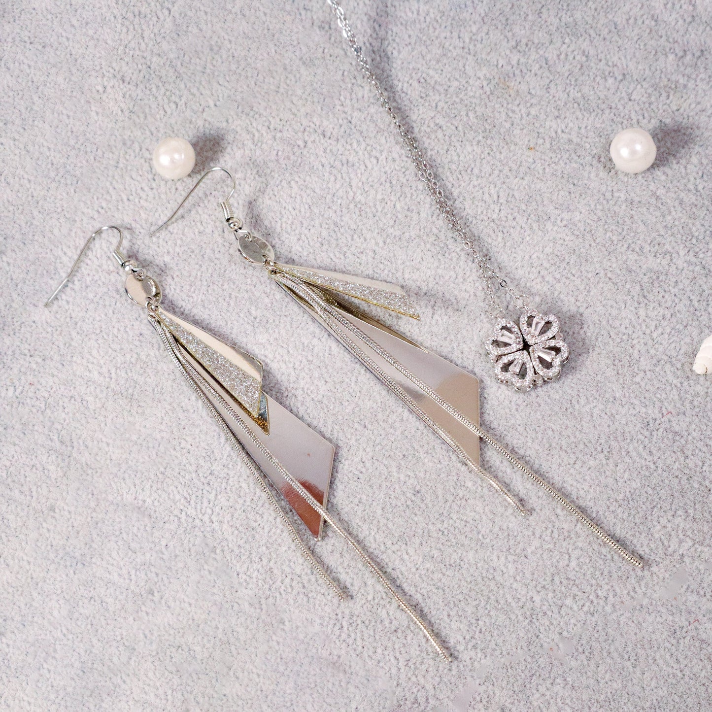 Picture Perfect silver Earrings and Necklace set
