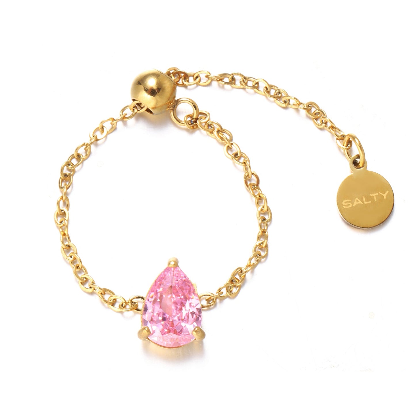 Pink Amethyst Self-Love Chain Ring Salty