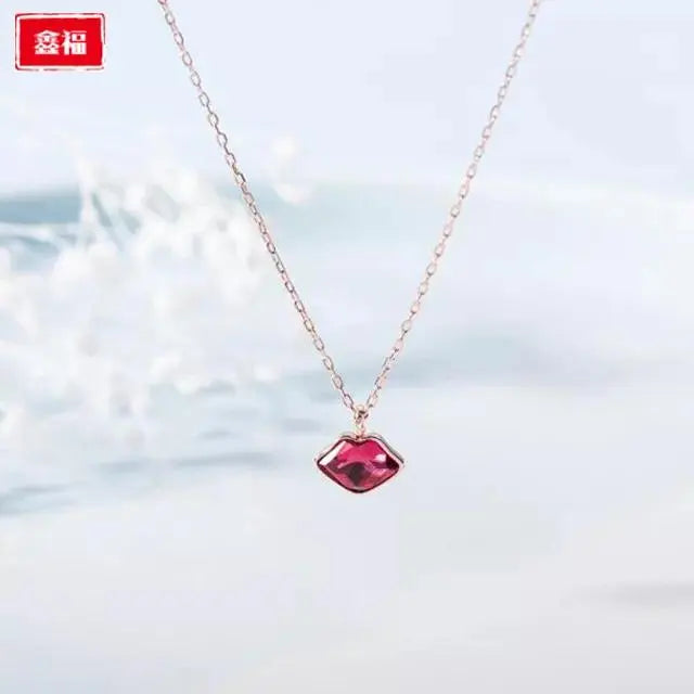 Pink Lips Gold Charm Necklace | Salty