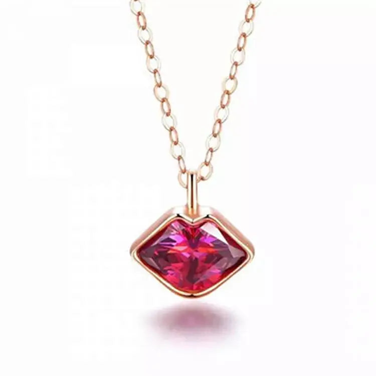 Pink Lips Gold Charm Necklace | Salty