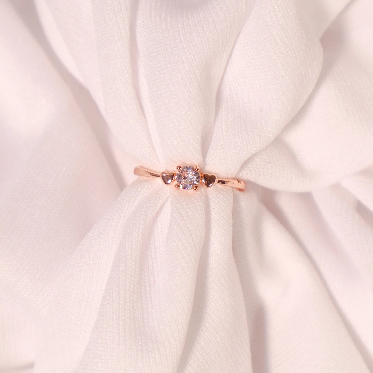 Heartbound crystal rose-gold ring
