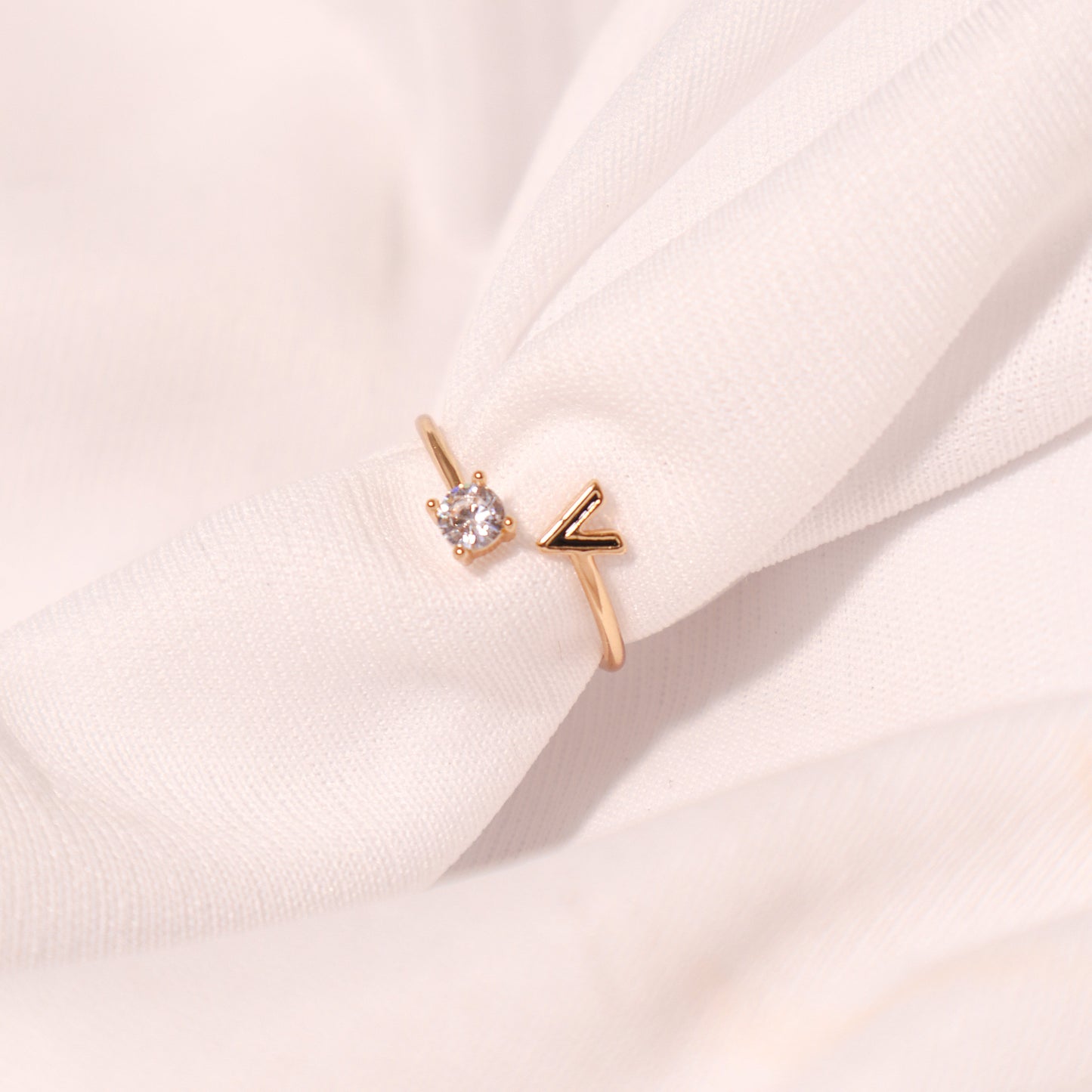 "V" Crystal Ring