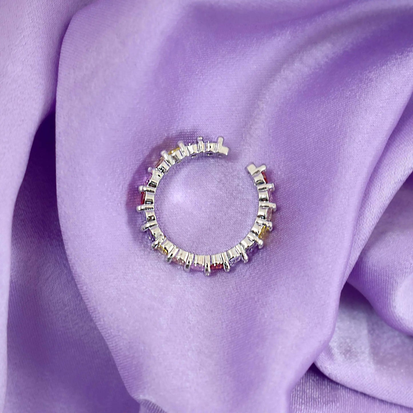 Rainbow Oval Tennis Ring - Silver