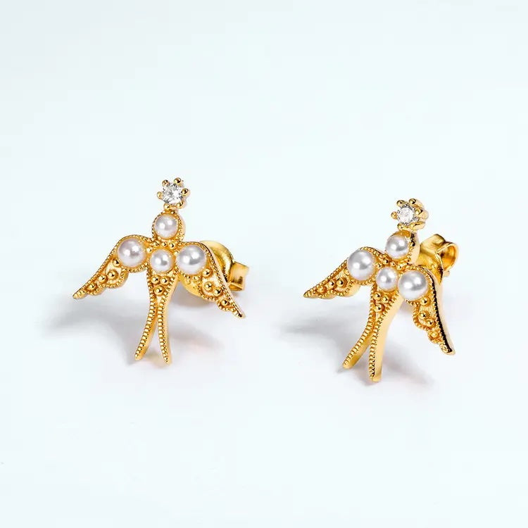 Raven Gold Pearl Earrings
