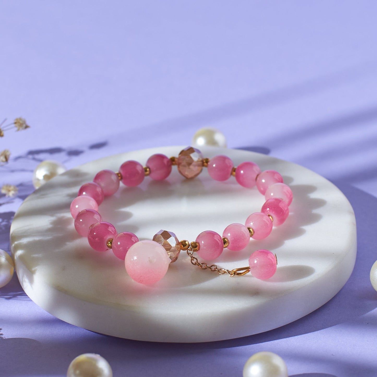 Rustic Pink Beaded Bracelet Salty
