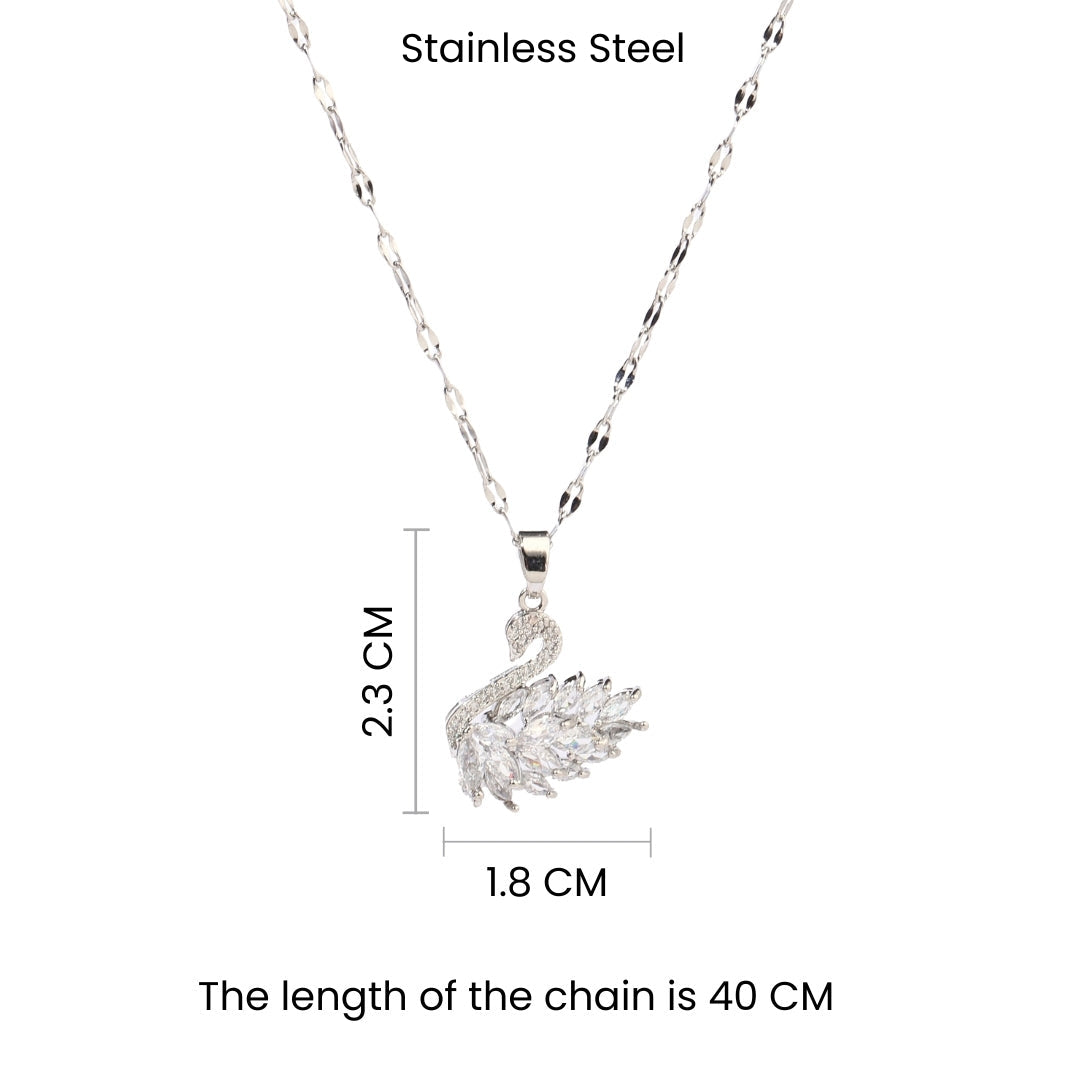 Millenia Dancing Swan Necklace - Silver