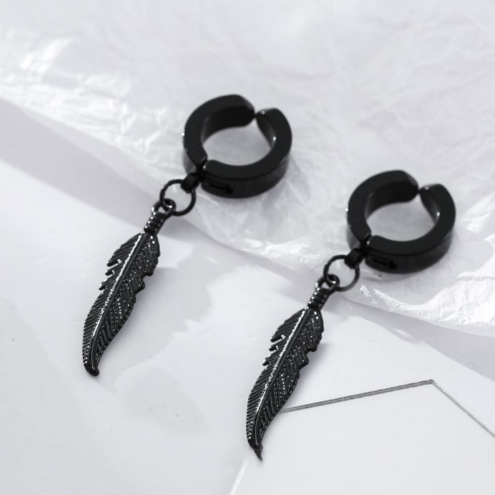 Black Feather Dangles | Salty
