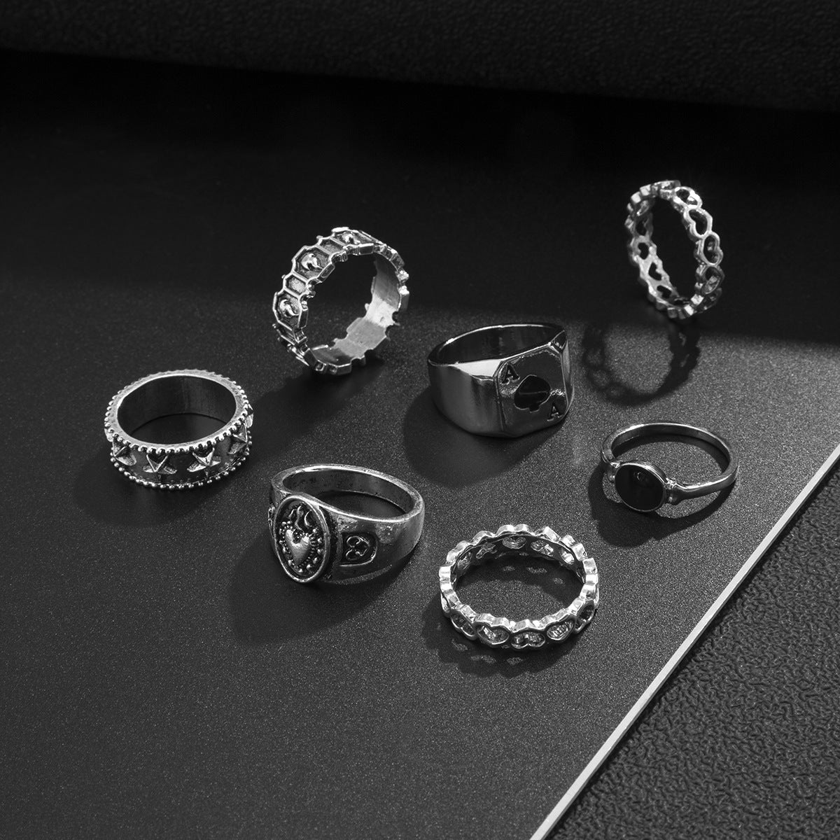 Set of 7 All Mood Silver Rings | Salty