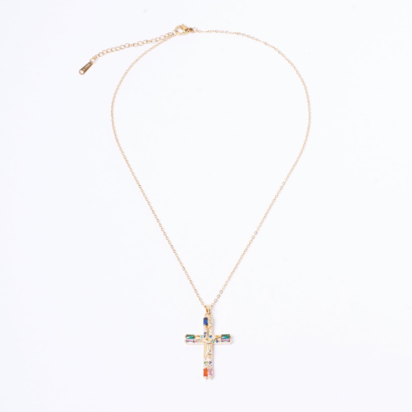 Crystal Cross Of Light Necklace - Multi | Salty