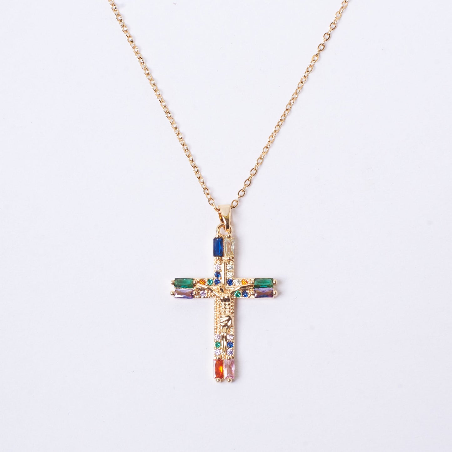 Crystal Cross Of Light Necklace - Multi | Salty
