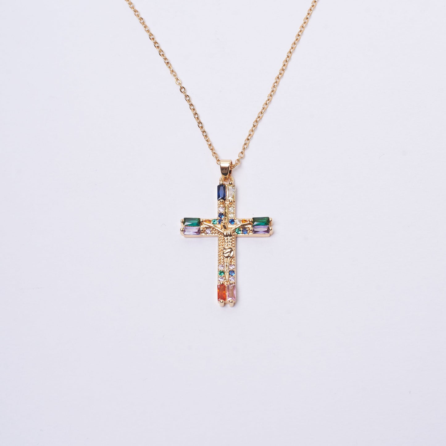 Crystal Cross Of Light Necklace - Multi | Salty