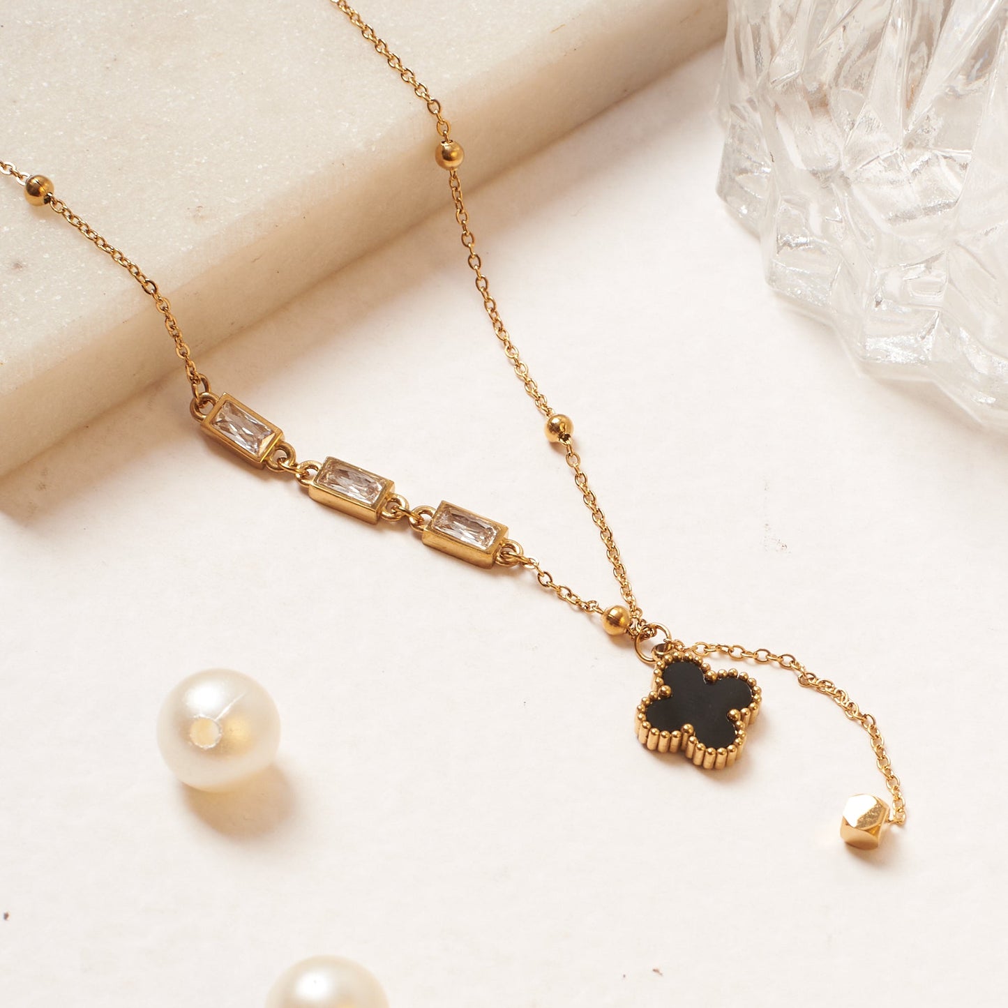 Midnight Leaf Gold Necklace