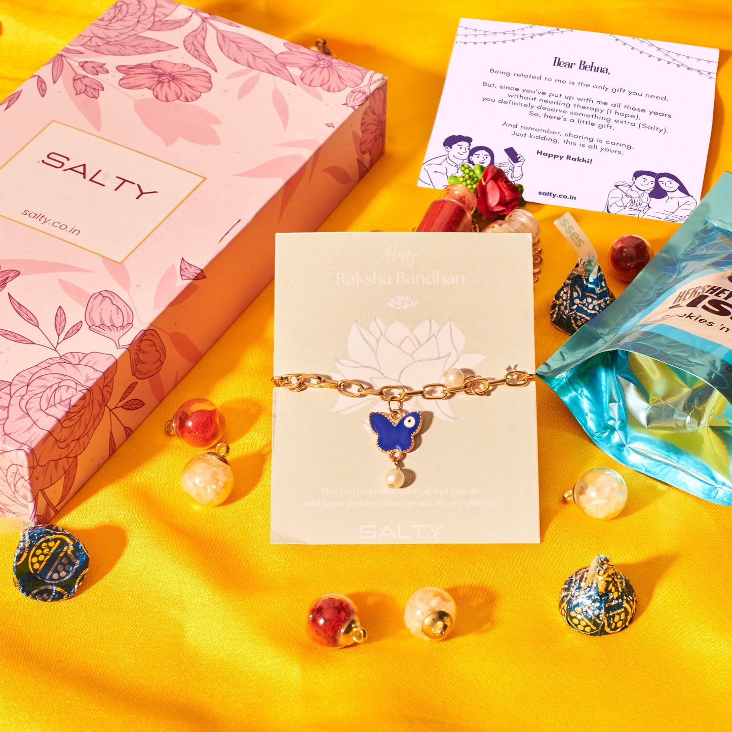 Butterfly Painted Evil Eye Rakhi Gift Box For Sister