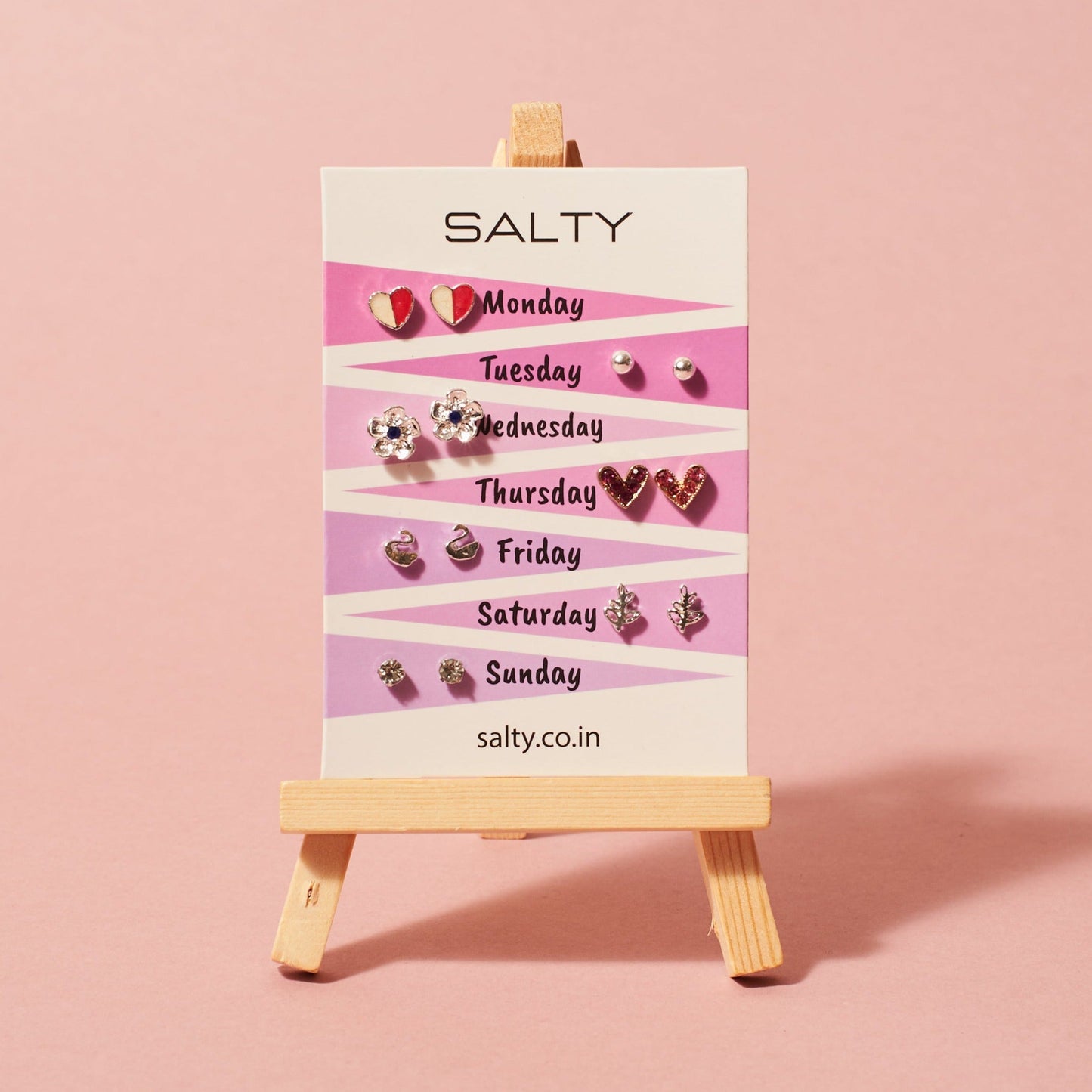 "Love" Weekly 7 Stud Earrings Set Salty