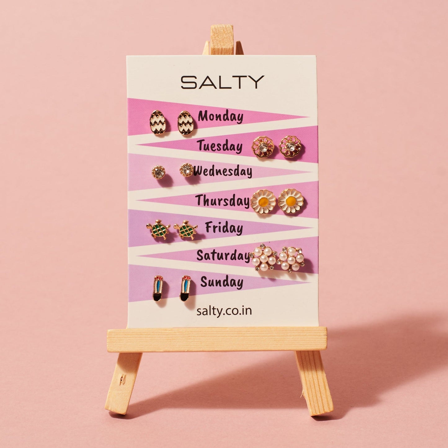 "Nature" Weekly 7 Stud Earrings Set Salty
